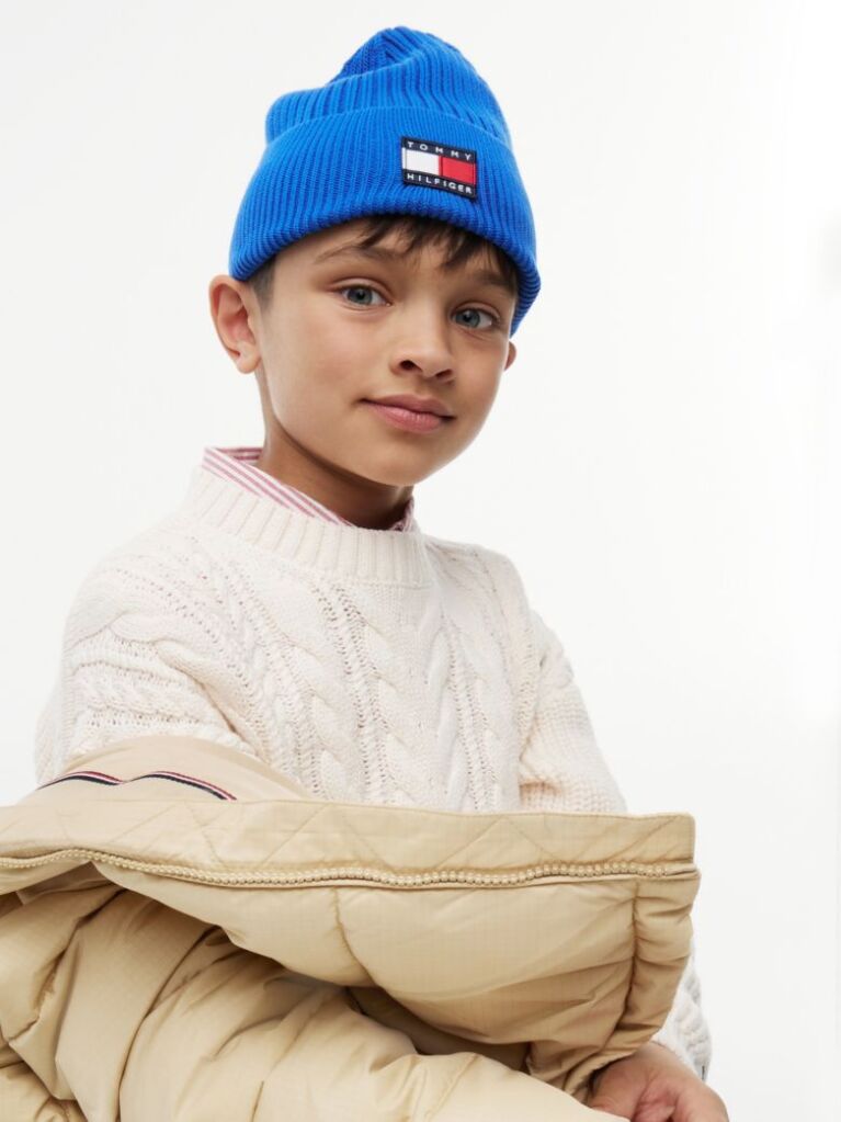 Blue Kids' Heritage Flag Logo Rib-Knit Beanie  Kids Unisex