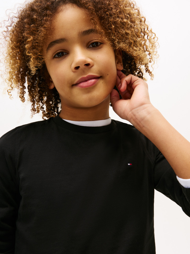 Negru Tricou Cu Maneca Lunga Din Bumbac Organic  Baieti