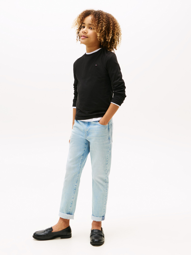 Negru Tricou Cu Maneca Lunga Din Bumbac Organic  Baieti