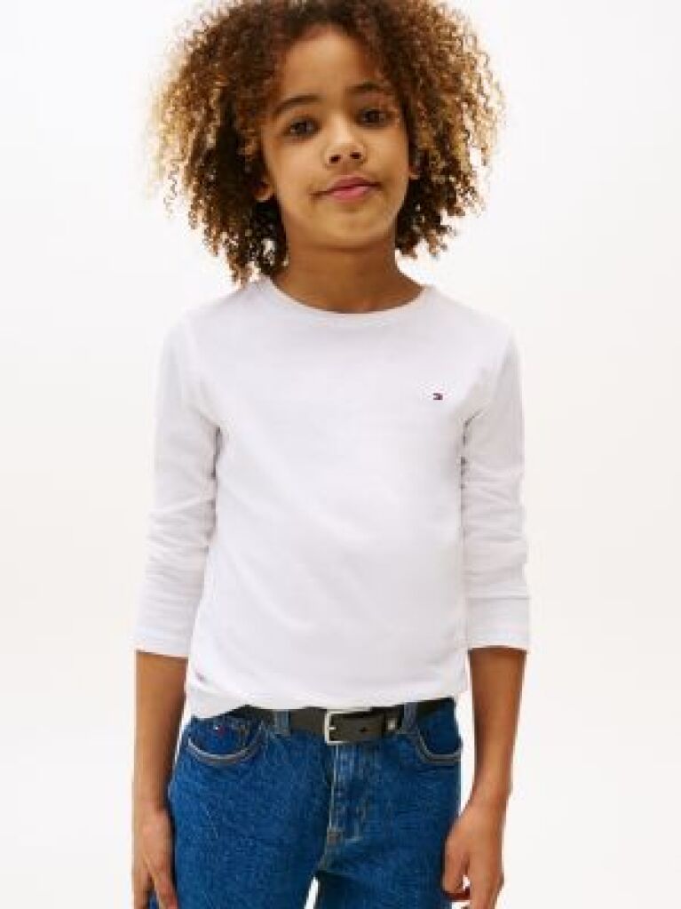 Alb Tricou Cu Maneca Lunga Din Bumbac Organic  Baieti