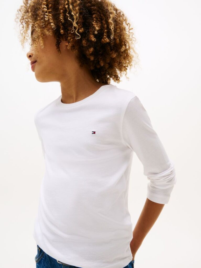 Alb Tricou Cu Maneca Lunga Din Bumbac Organic  Baieti