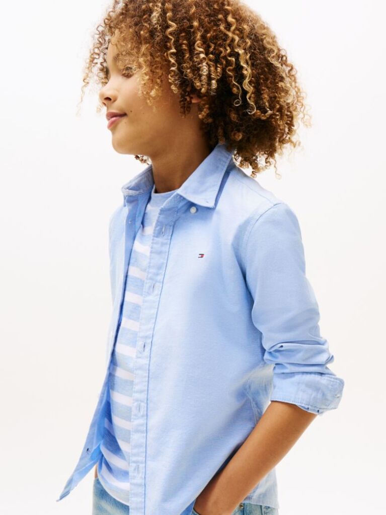 Blue Camasa Din Bumbac Elastic Oxford  Baieti