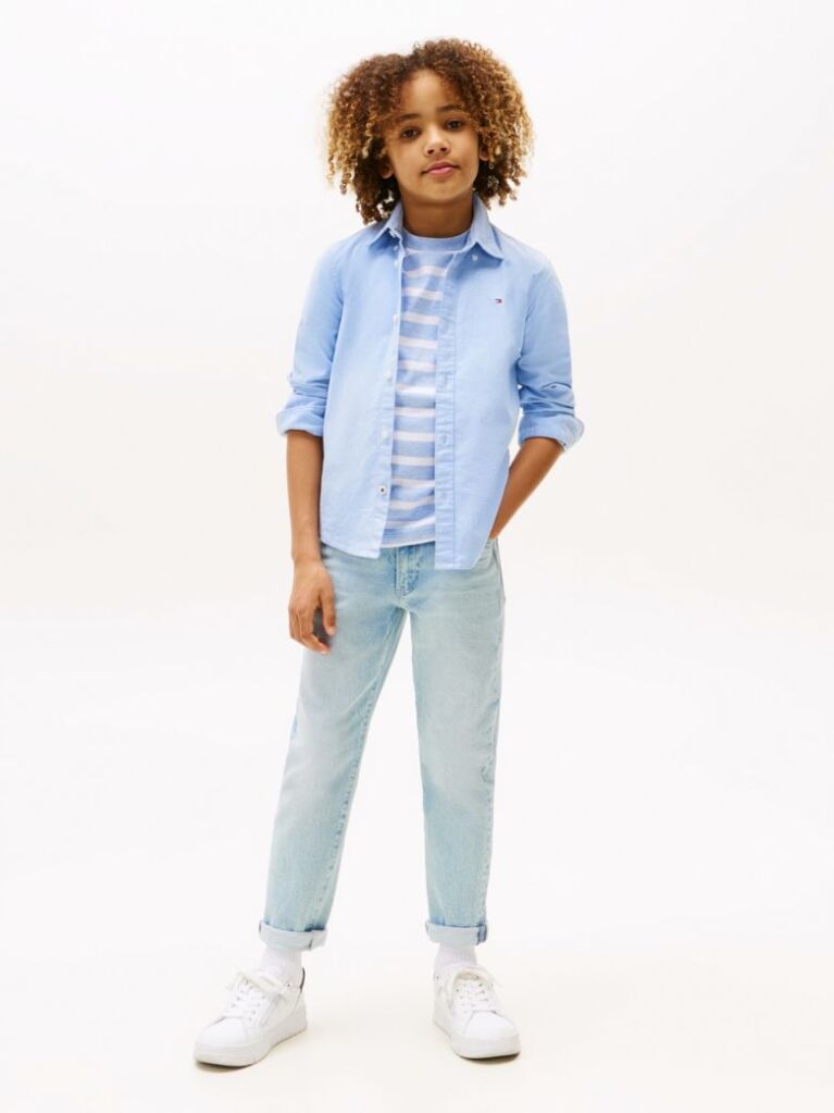 Blue Camasa Din Bumbac Elastic Oxford  Baieti