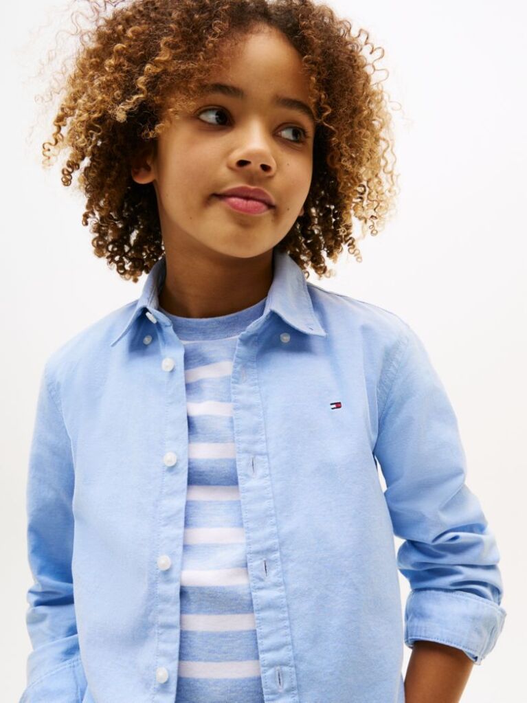 Blue Camasa Din Bumbac Elastic Oxford  Baieti