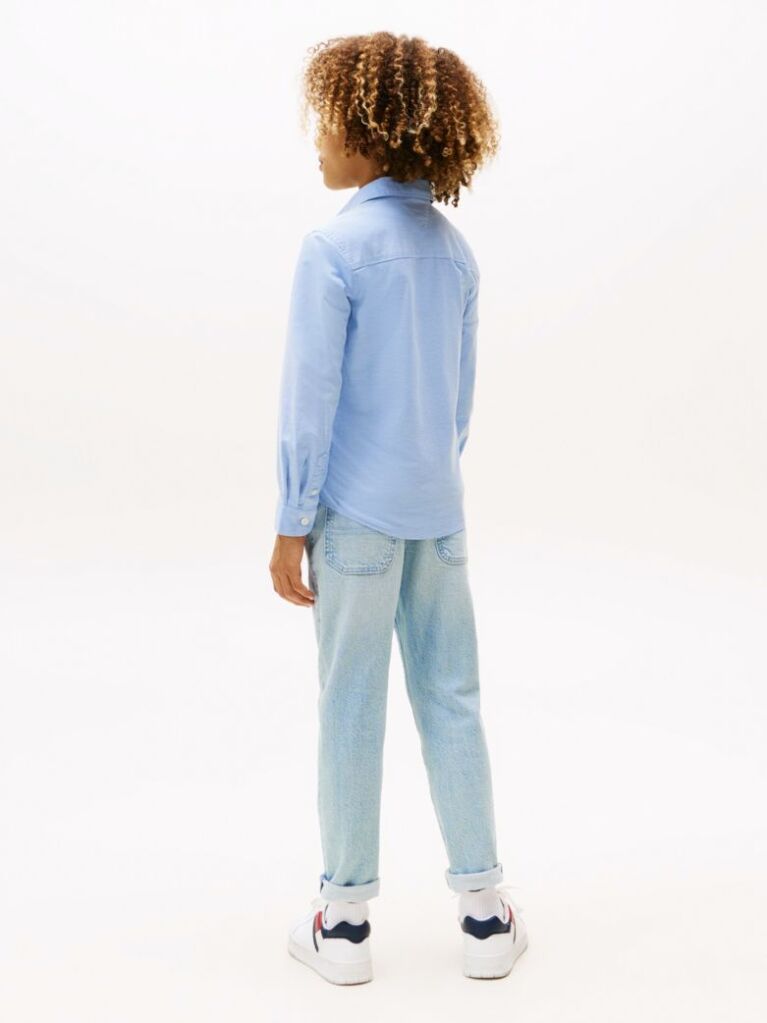 Blue Camasa Din Bumbac Elastic Oxford  Baieti