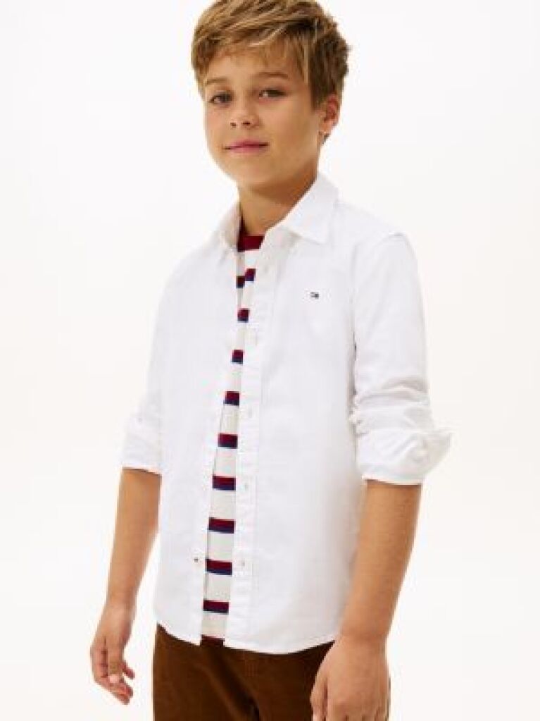 Alb Camasa Din Bumbac Elastic Oxford  Baieti