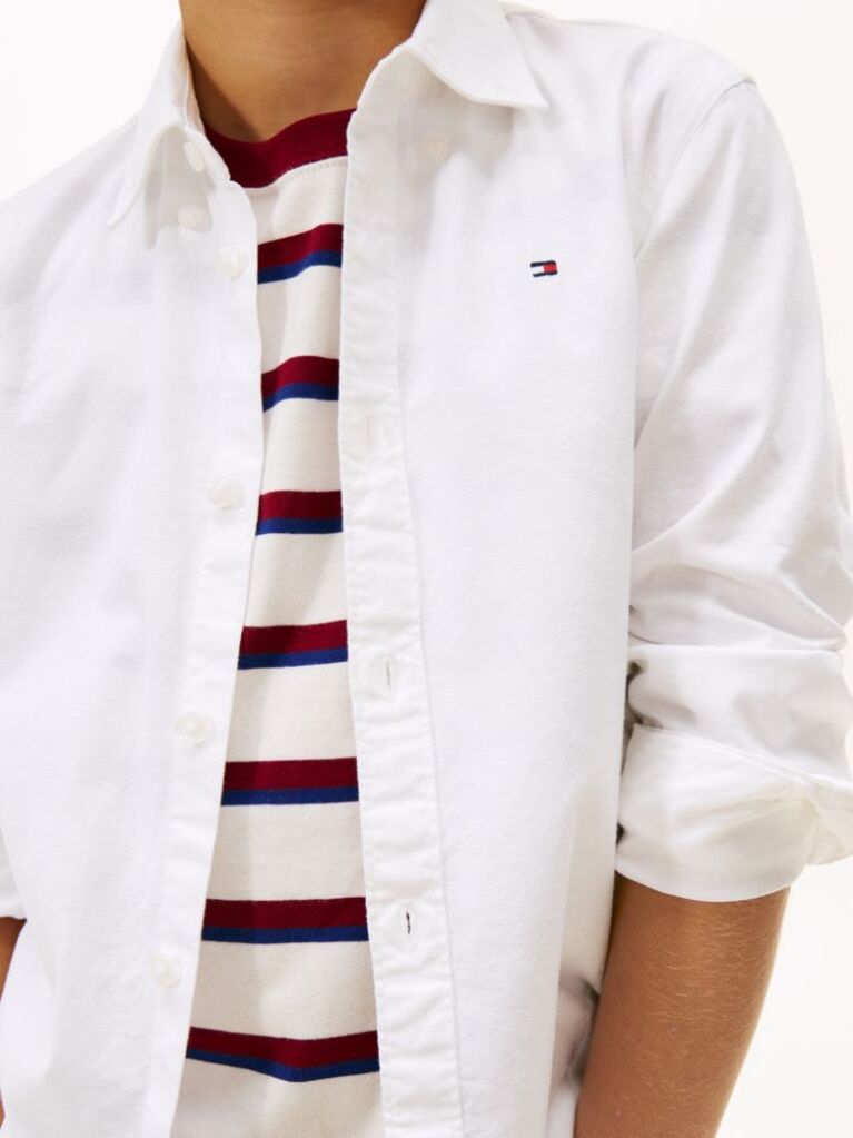 Alb Camasa Din Bumbac Elastic Oxford  Baieti