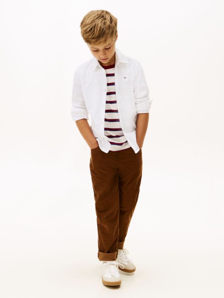 Alb Camasa Din Bumbac Elastic Oxford  Baieti