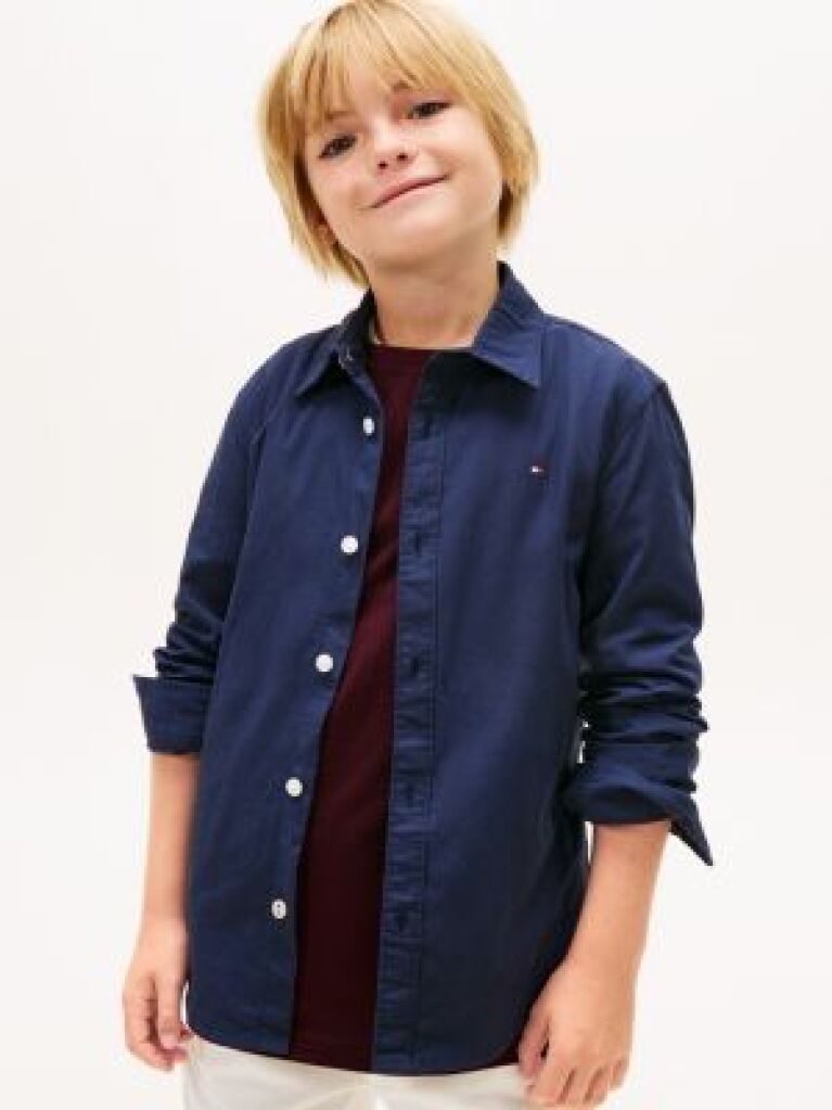 Blue Camasa Din Bumbac Elastic Poplin  Baieti