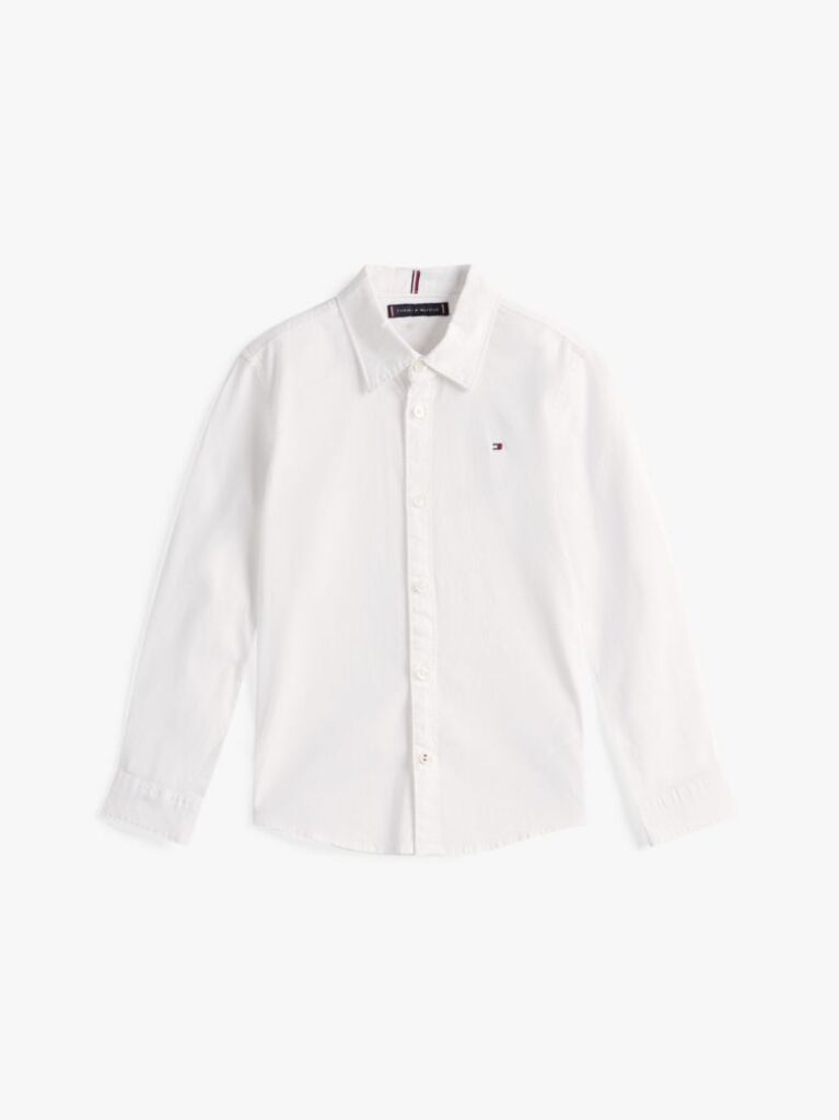 Alb Camasa Din Bumbac Elastic Poplin  Baieti