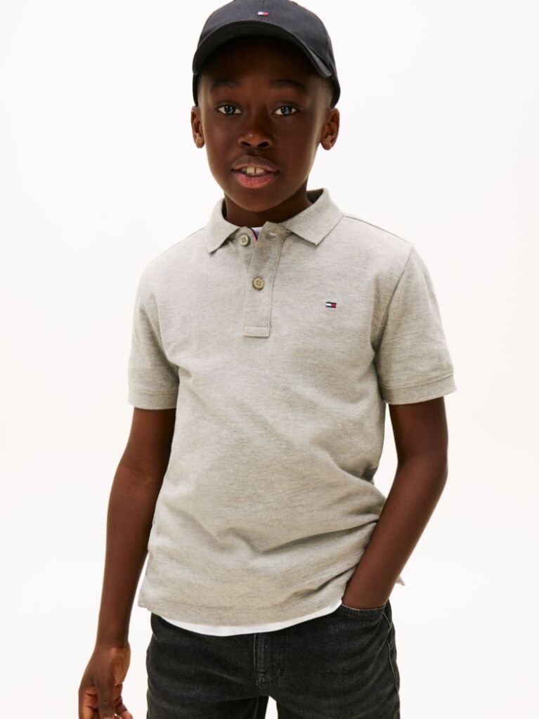 Grey Essential Flag Embroidery Regular Fit Polo  Boys