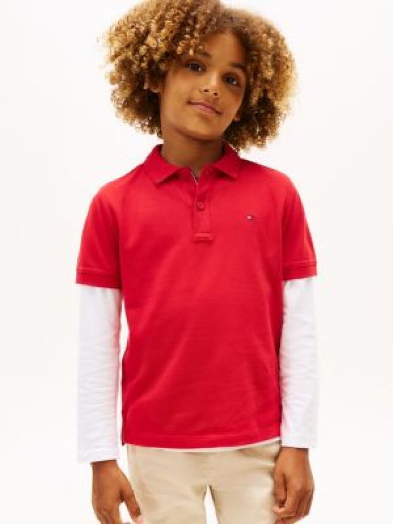 Red Essential Flag Embroidery Regular Fit Polo  Boys