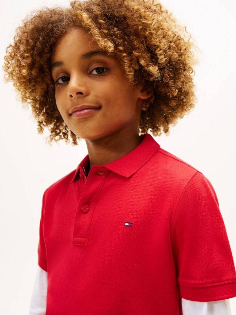 Red Essential Flag Embroidery Regular Fit Polo  Boys