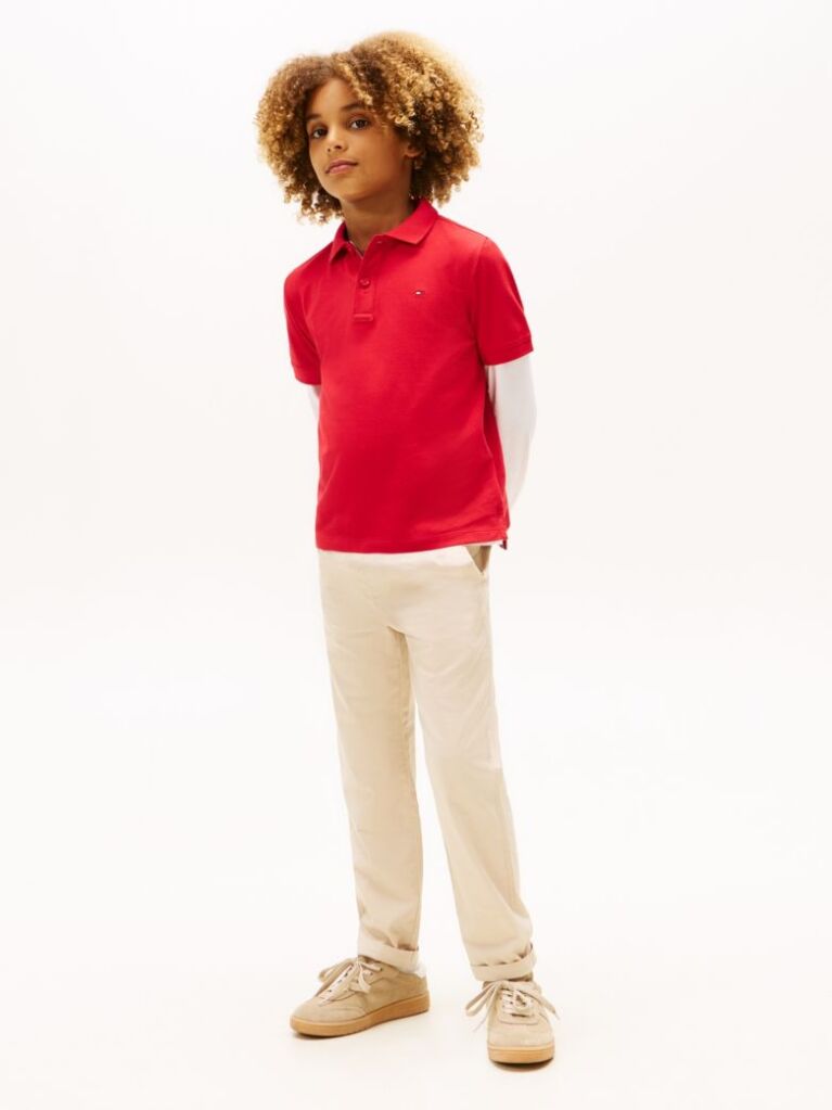 Red Essential Flag Embroidery Regular Fit Polo  Boys