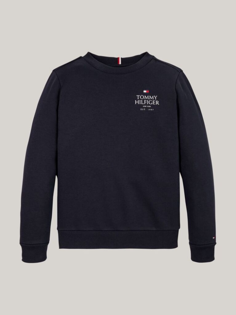 Blue Hanorac Cu Guler Rotund Si Logo Hilfiger  Baieti