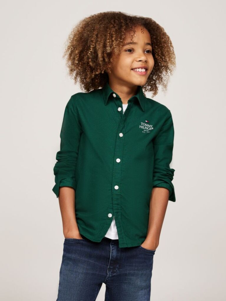 Verde Camasa Oxford Regular Cu Logo Hilfiger    Baieti