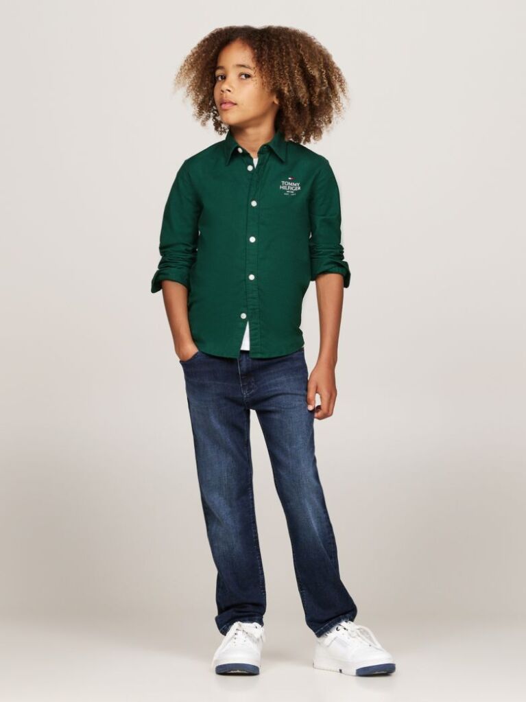 Verde Camasa Oxford Regular Cu Logo Hilfiger    Baieti