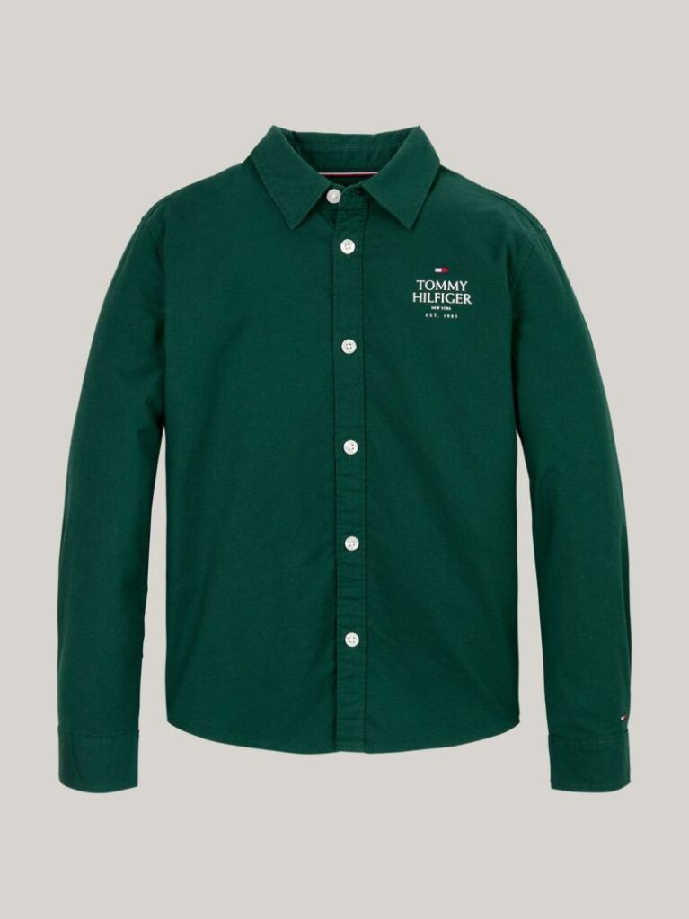 Verde Camasa Oxford Regular Cu Logo Hilfiger    Baieti