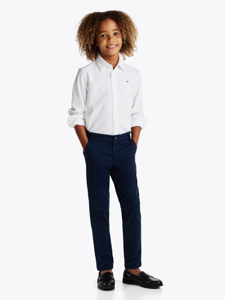 Alb Camasa Regular Fit Din Tricot Micro Waffle  Baieti