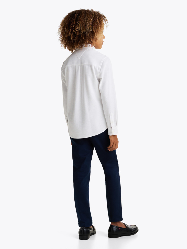 Alb Camasa Regular Fit Din Tricot Micro Waffle  Baieti