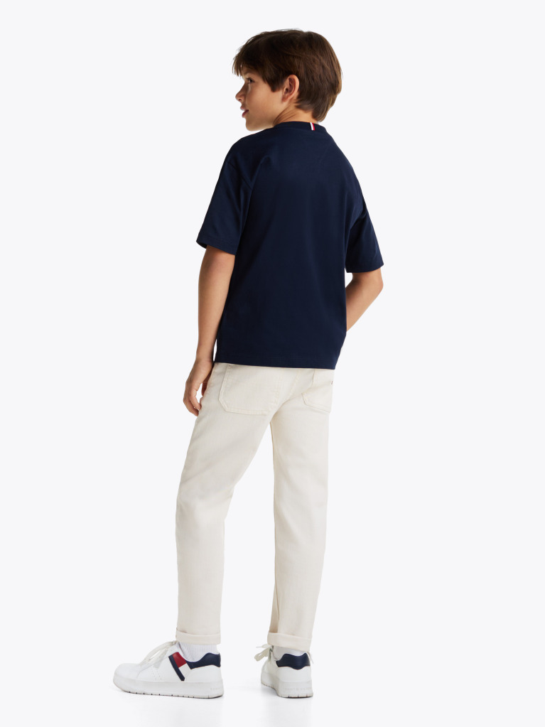 Blue Tricou Cu Slogan Steag  Baieti