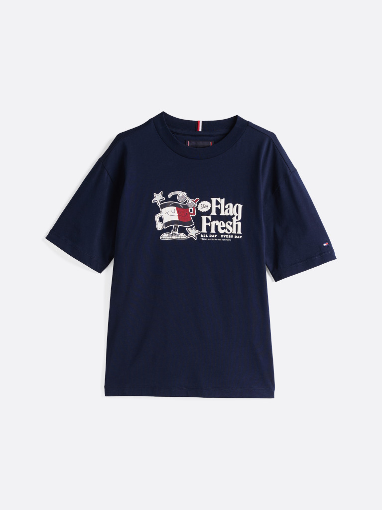 Blue Tricou Cu Slogan Steag  Baieti