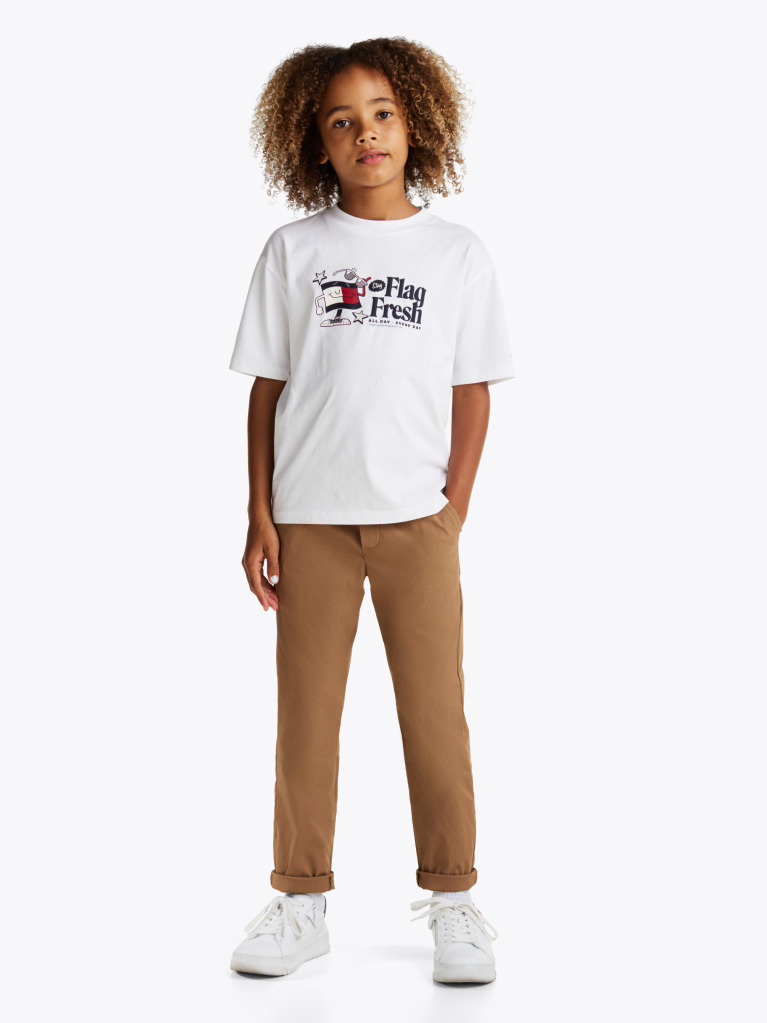 Alb Tricou Cu Slogan Steag  Baieti