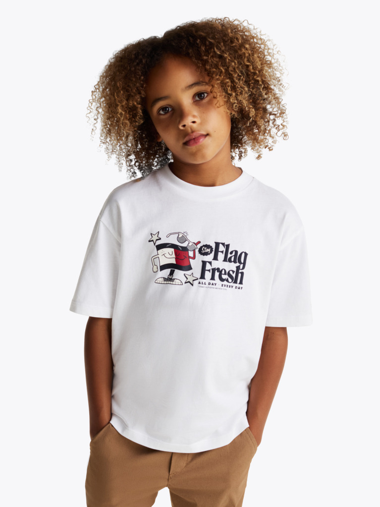 Alb Tricou Cu Slogan Steag  Baieti