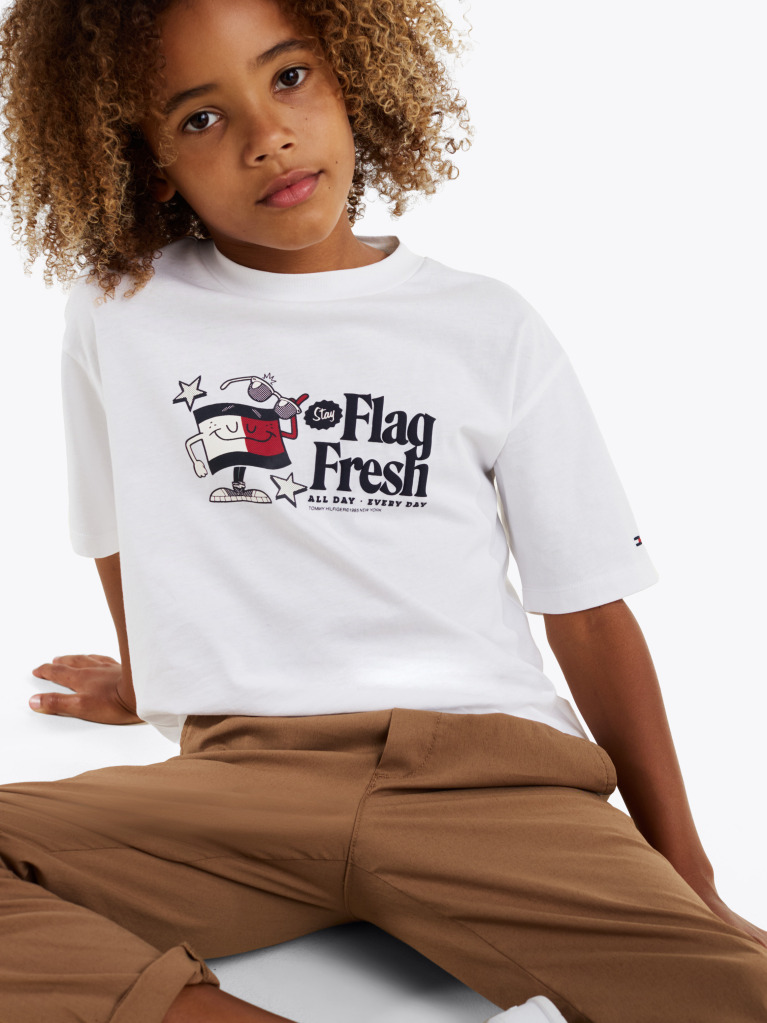 Alb Tricou Cu Slogan Steag  Baieti