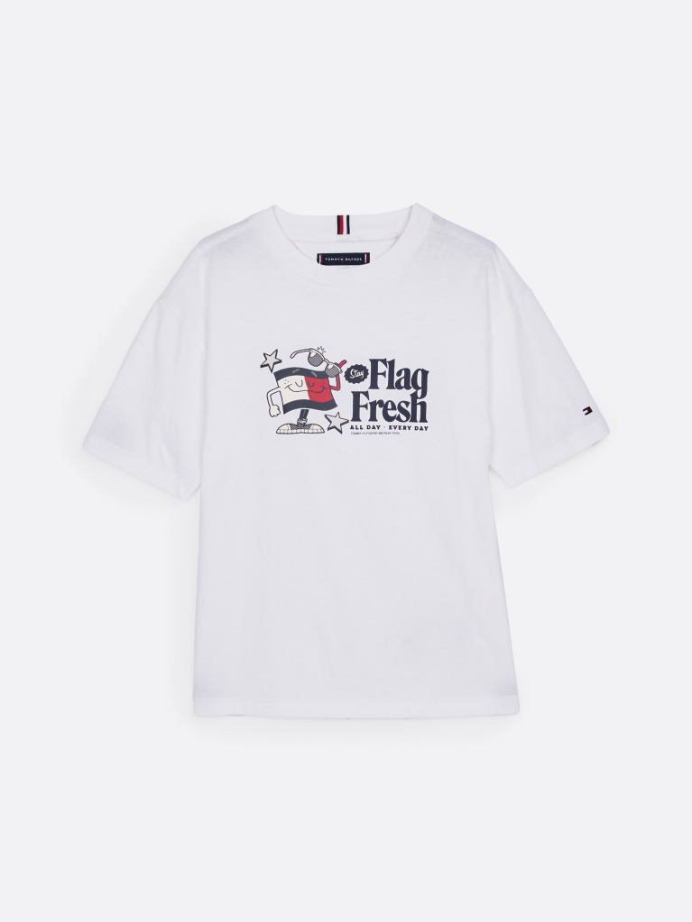 Alb Tricou Cu Slogan Steag  Baieti