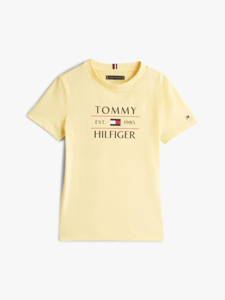 Galben Tricou Cu Guler Rotund Si Logo  Baieti