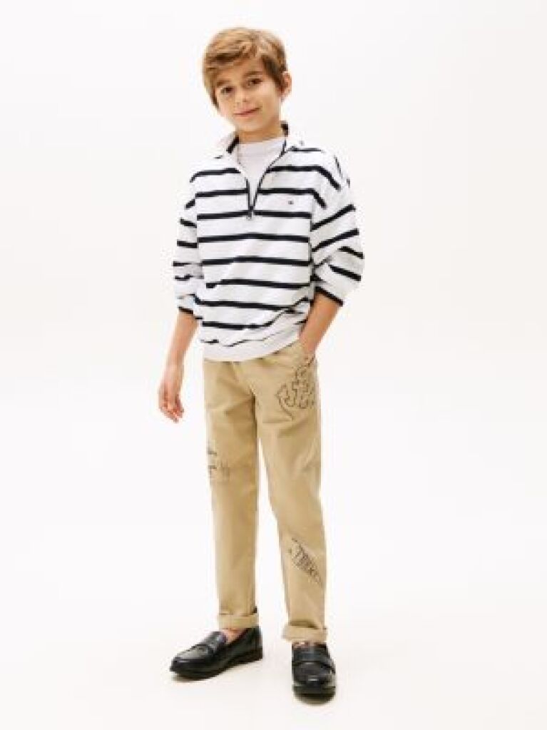 Bej Pantaloni Chinos Cu Imprimeu  Baieti