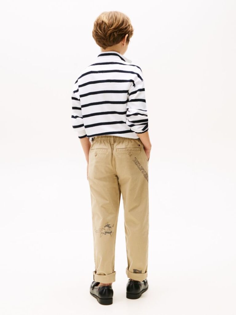 Bej Pantaloni Chinos Cu Imprimeu  Baieti