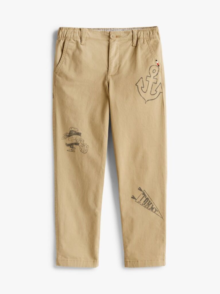 Bej Pantaloni Chinos Cu Imprimeu  Baieti