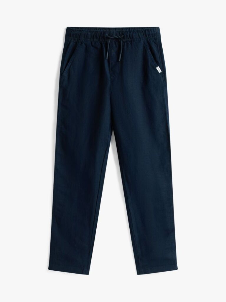 Blue Pantaloni Cu Snur Din Amestec De In  Baieti