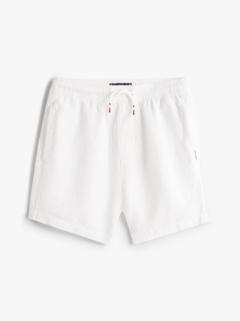 Alb Pantaloni Scurti Cu Snur Din Amestec De In  Baieti
