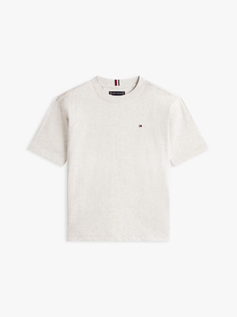 Gri Tricou Cu Guler Rotund Si Broderie Steag  Baieti