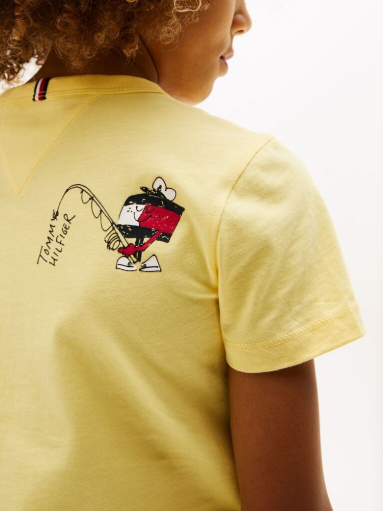 Galben Tricou Cu Logo Pe Spate Si Personaj Steag  Baieti