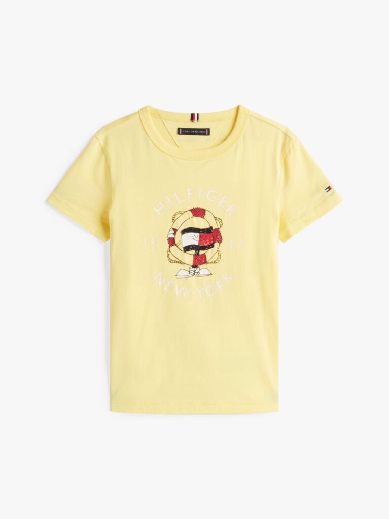Galben Tricou Cu Logo Pe Spate Si Personaj Steag  Baieti