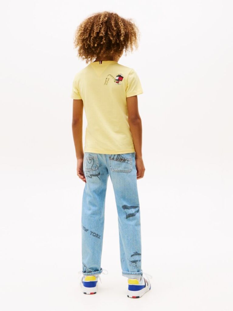 Galben Tricou Cu Logo Pe Spate Si Personaj Steag  Baieti