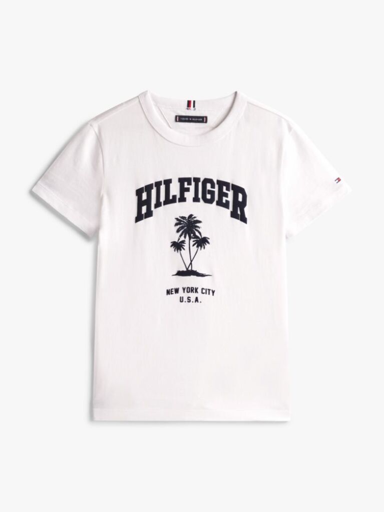 Alb Tricou Cu Logo Palmier  Baieti