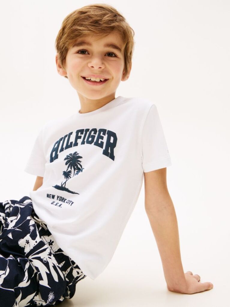 Alb Tricou Cu Logo Palmier  Baieti