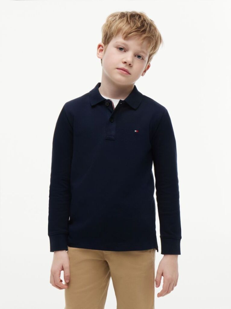 Blue Tricou Polo Pique Cu Maneca Lunga Regular  Baieti