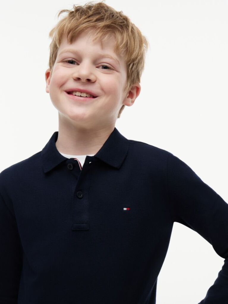 Blue Tricou Polo Pique Cu Maneca Lunga Regular  Baieti