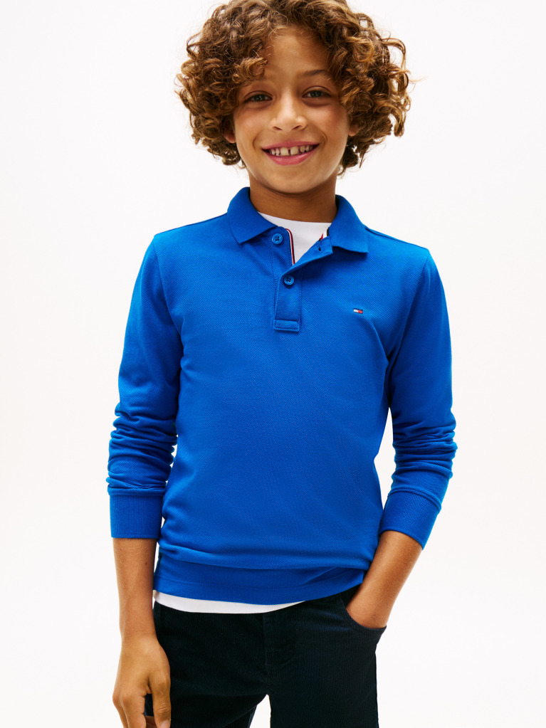 Blue Tricou Polo Pique Cu Maneca Lunga Regular  Baieti