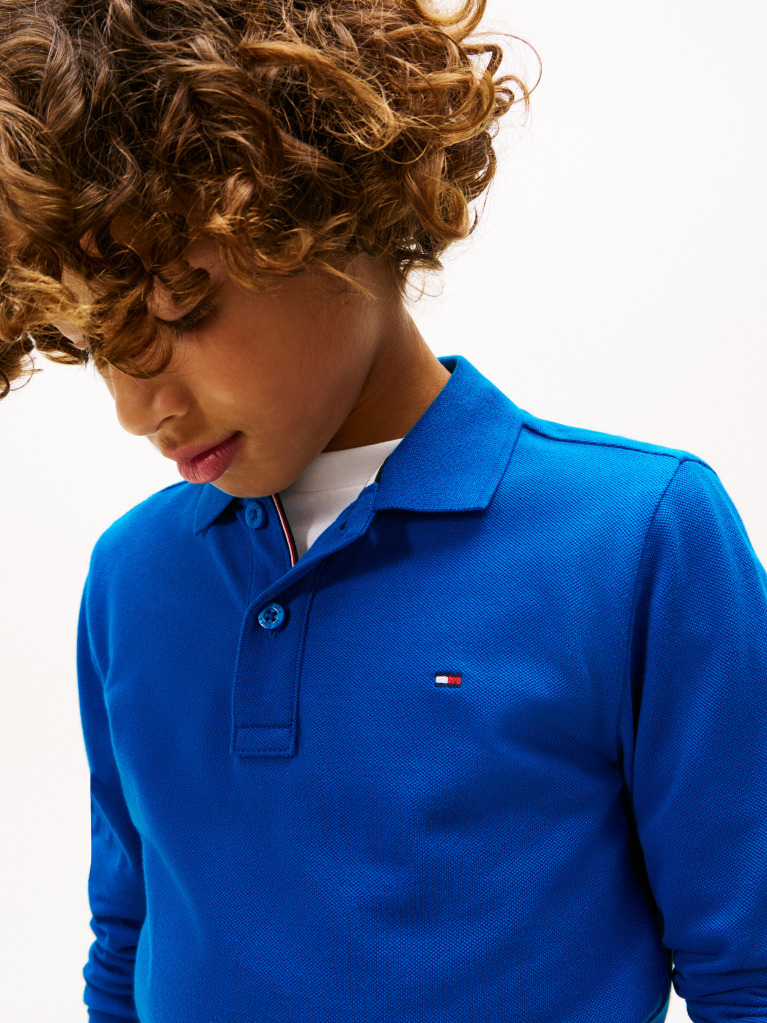 Blue Tricou Polo Pique Cu Maneca Lunga Regular  Baieti