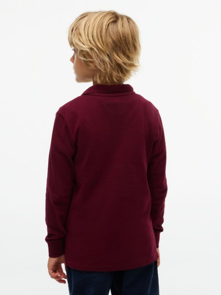 Red Regular Fit Pique Long Sleeve Polo Shirt  Boys