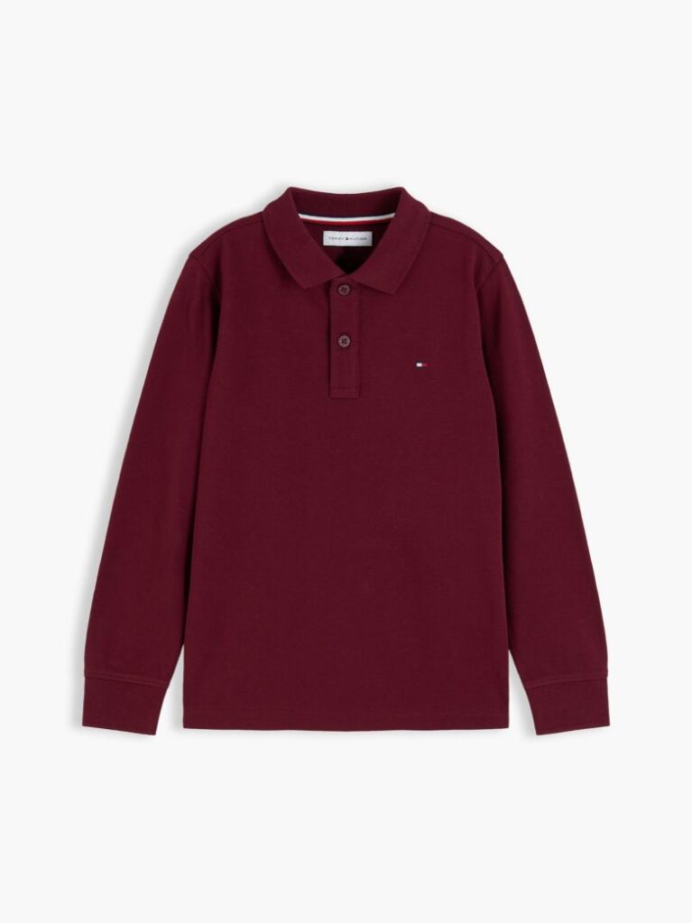 Red Regular Fit Pique Long Sleeve Polo Shirt  Boys