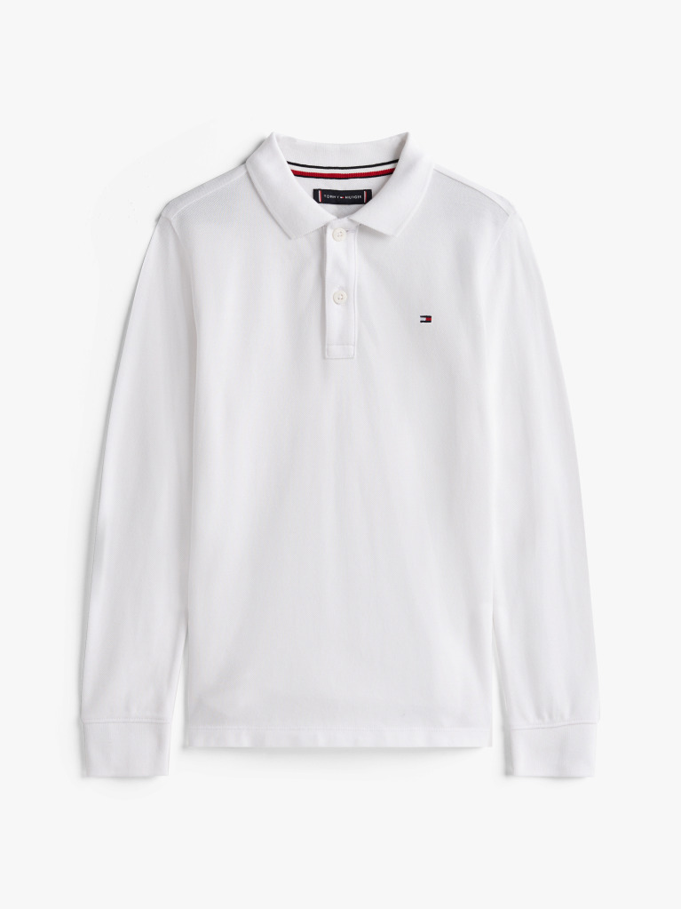 Alb Tricou Polo Pique Cu Maneca Lunga Regular  Baieti