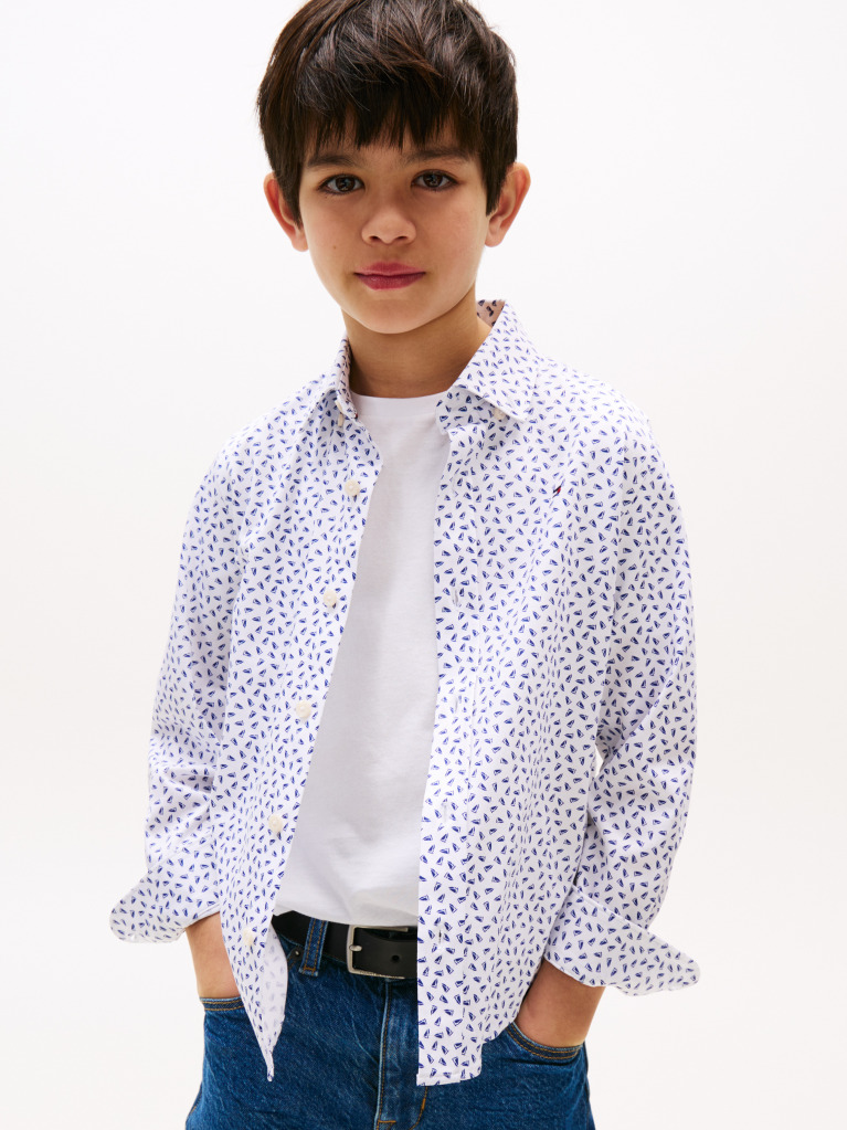 Multi All Over Mini Print Shirt Long Sleeve  Boys